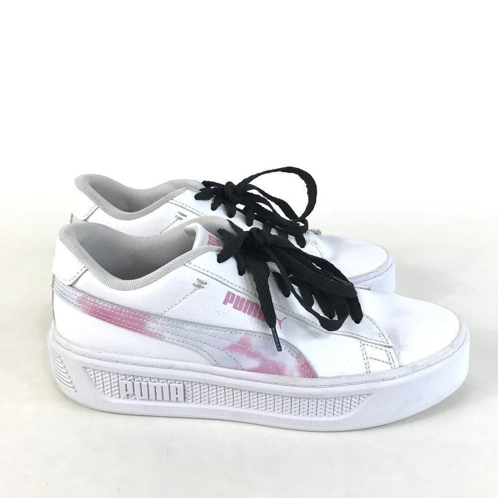 Puma Smash Platform V3 Sneakers Women's Size 8.5 White Low Top Leather Athletic